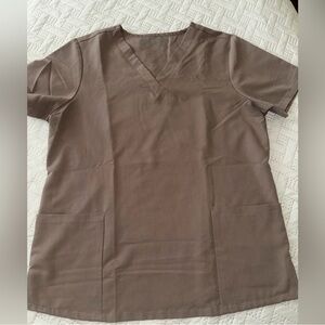 Mandala Brown V-Neck Scrub Top Size M